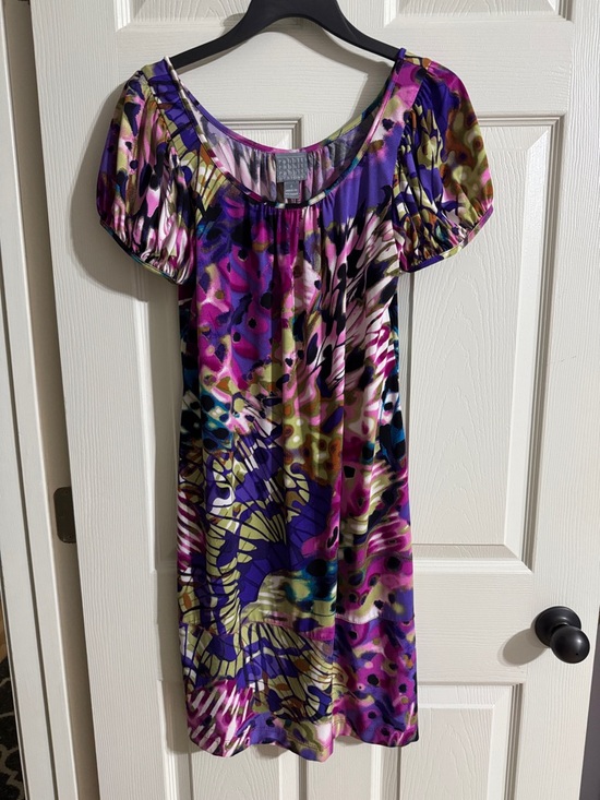 Rabbit Rabbit Rabbit Dresses & Skirts - Rabbit Rabbit Rabbit Purple and Pink Abstract Scoop Neck Dress